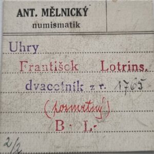 20krejcar 1765 B.N. František I. Štěpán Lotrinský - posmrtný.