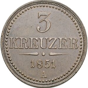 3 Krejcar 1851 A, František Josef I.