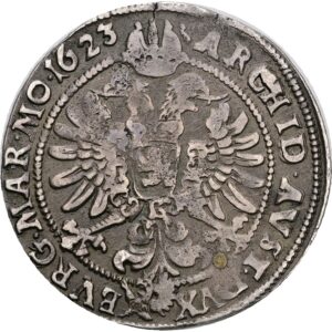 Stříbrný 1/4 tolar 1623, Praha, Ferdinad II. - Chaurova značka.