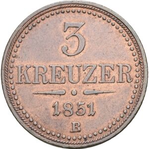 3 Krejcar 1851 B, František Josef I.