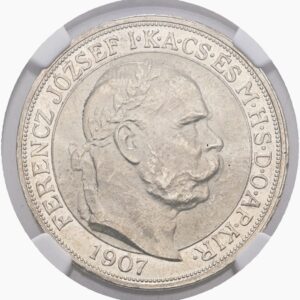 5 Koruna 1907 KB, MS64, František Josef I.