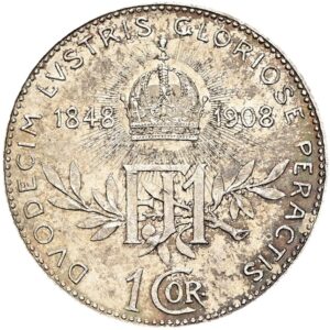 1 Koruna 1908, 60. výročí nastoupení vlády Františka Josefa I.