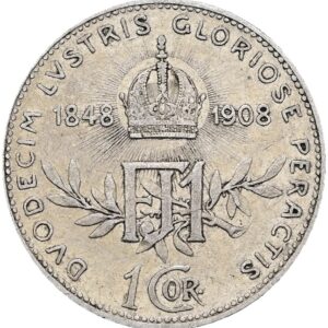 1 Koruna 1908, 60. výročí nastoupení vlády Františka Josefa I.