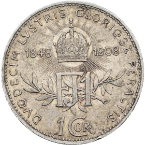 1 Koruna 1908, 60. výročí nastoupení vlády Františka Josefa I.