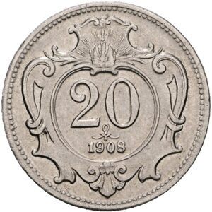 20 haléř 1908 , František Josef I.