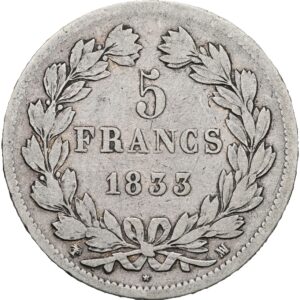 5 Frank 1833 MA, Louis Philippe I.