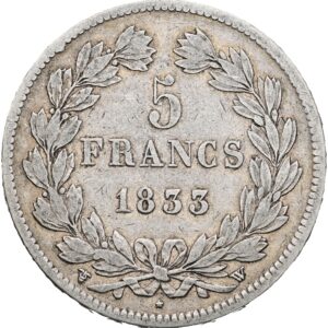 5 Frank 1833 W, Louis Philippe I.