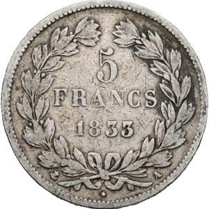 5 Frank 1833 A , Louis Philippe I.