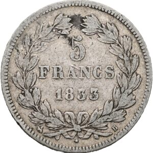 5 Frank 1833 B , Louis Philippe I.