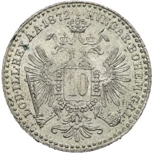 10 Krejcar 1872 , František Josef I.