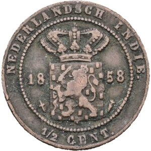 1/2 cent 1858 - Wiliam III . Nizozemská východní Indie